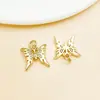 Accesorio de colgante de libélula, abeja, mariposa hueca con microincrustaciones de circonita, chapado en oro de 18k sobre cobre, para llavero de bricolaje, joyería