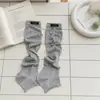 Calcetines Coreanos Sin Pie para Mujer con Etiquetas de Tela de Letras, Delgados de Moda Primavera/Verano Versátiles Adelgazantes Calcetines Lolita para Mujer