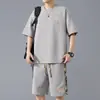 Conjunto de Camiseta de Manga Corta Holgada de Verano para Hombre con Pantalones Cortos Deportivos, Conjunto Casual de Dos Piezas Talla Grande