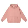 Moletom com zíper estilo americano personalizado de 350g com forro de fleece, cor sólida, manga longa, corte solto, estilo casual, personalizável com seu próprio design