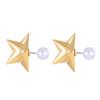 Brincos de Chegada Nova Transfronteiriços com Pérola e Estrela de Cinco Pontas Brincos de Estrela Tridimensionais Simples Criativos Femininos Brincos Estilo Frio Ins