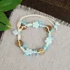 Pulsera de Cuerda Trenzada de Cerámica Fresca Estilo Viajero de Jingdezhen, Pulsera de Trébol de Cuatro Hojas, Joyería Artística Hecha a Mano, Venta al por Mayor para Atracciones Turísticas
