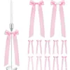 Guirlanda de Fitas de Cetim Rosa com Laços, 12 Peças, para Pendurar em Cortina, Decoração de Casamento, Candelabro, Decoração Longa Suspensa, Festa de Aniversário
