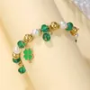 St Europeu e Americano. Pulseira Verde do Dia de São Patrício Empilhada com Contas de Argila Polimérica, Pingente Decorativo de Trevo de Quatro Folhas da Sorte Feito à Mão