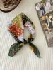 Pañuelo Pequeño Cuadrado Estilo Japonés Ligero Vintage Artístico Superpuesto Estilo Mori Floral Pañuelo de Seda para Viajero Pañuelo para la Cabeza Pañuelo de Algodón Lino Estilo Coreano