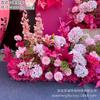 Vermelho Rosa Casamento flor artificial layout do local do casamento decoração de flor de boas-vindas de noivado flor acabada fileira de flores flor de guia de estrada