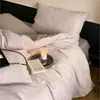 Qualidade A, seguro para bebês, algodão de fibra longa de Xinjiang, conjunto de cama de quatro peças escovado, estilo japonês, 100% algodão, capa de edredom jacquard tingido em fio, algodão puro espessado