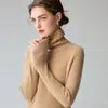 Suéter 100% caxemira pura para mulheres, gola alta, corte justo, quente, novo estilo outono e inverno 2026, base canelada