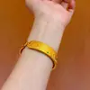 Pulsera de flor de loto de cuentas rojas y azules estilo tienda de oro, ocho tesoros, para mujer, brazalete abierto, pulsera ancha auspiciosa de imitación de oro al por mayor