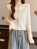 Cardigã de tricô grosso e único de duas peças com decote V para mulheres, novo estilo outono e inverno, blusa de manga comprida, macio e aconchegante