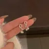 Pendientes de Perla de Circonio Estilo Coreano para Mujer, Pendientes de Lujo Ligero de Nicho de Gama Alta, Joyería Única y Hermosa para la Oreja con Lazo