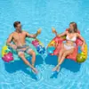 Silla Inflable para Piscina de Adultos con Portavasos y Reposacabezas, Tumbona Acuática con Estampado de Hojas Tropicales para Diversión en Piscina y Playa