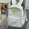 Mochila Blanca Suave y Cremosa con Letra Bordada, Estilo Fiesta Estudiantil, Estilo Campus Americano, Bolsa de Almacenamiento para Compras y Viajes Cortos