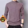 Camiseta Base de Cuello Medio para Hombre, Ropa Interior de Otoño e Invierno, Tejido Térmico Puro de Doble Cara, Camiseta de Manga Larga Moderna y Cálida