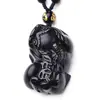 Qin Pei fabricantes atacado material natural obsidiana cabeça grande torta costas corajosas pingente dupla sorte masculina e feminina sorte