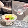 Prato de frutas com padrão de ondas cor alta estilo creme prato com pé alto escorredor prato para doces e lanches grande capacidade prato de frutas de celebridade da internet