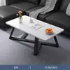 Mesa de Centro Minimalista Nórdica em Ardósia com Pés de Metal, Mesa de Centro Pequena Moderna para Apartamento, À Prova d'Água e Fácil de Limpar para Uso em Aluguel