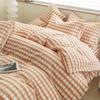 Conjunto de Quatro Peças de Algodão Espesso Escovado para Outono e Inverno Conjunto de Roupa de Cama Capa de Edredom de Algodão Puro Algodão Cru Lençóis Quentes Lençóis com Elástico