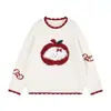 Conjunto de Suéter y Falda Estilo Coreano para Niñas Mayores, Nuevo Estilo Otoño e Invierno, Lindo Conjunto de Dos Piezas con Dibujos Animados de Manzana y Cachorro