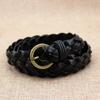 Cinturón de Cuero Trenzado de Cuatro Hilos con Puntada Decorativa Fina, Cinturón Trenzado de Cuero Genuino con Hebilla de Pin, Disponible para Dropshipping