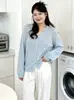 Casaco feminino versátil de cor sólida fino plus size, blusa casual, coleção outono 2026, cardigã de tricô de corte solto para mulheres curvilíneas