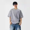 Camiseta Texturizada con Media Cremallera para Hombre, Estilo Retro Americano Old Money, Fresca de Manga Corta, Marca Nueva de Verano de Moda, de Manga Corta Fluida