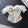 Top Floral Francês Tomara-que-caia Feminino 2026 Primavera Cedo Novo Retro Espartilho com Barbatanas Colete Patchwork