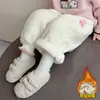 Calça de moletom forrada com fleece para meninas, novo estilo outono/inverno 2025, calça longa de fleece para bebê, calça casual infantil de inverno espessa