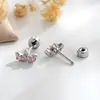 Brinco de Titânio com Coroa de Menina, Luxo de Nicho, Micro-Incrustado com Zircônia Colorida, Joia para Piercing