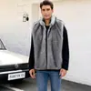 F0976 Chaqueta de Piel Sintética Transfronteriza Europea y Americana para Hombre Chaleco con Cuello Alto Chaleco de Piel Artificial Chaleco