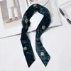Lenço de Seda Estreito Estilo Europeu e Americano Chique Fita Estampada Lenço Veludo Fino Fashion Retrô Lenço Faixa de Cabelo Feminina Gravata Bolsa