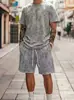 AliExpress Moda Verão Transfronteiriça Camiseta de Manga Curta Shorts Conjunto Casual Esportivo Masculino com Estampa 3D Peça Dupla
