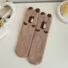 Meias de Veludo Coral Capivara para Mulheres, Meias Fofinhas de Pelúcia para Dormir, Meias Grossas Quentes de Outono e Inverno, Meias para Chão de Casa