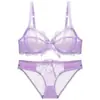 Lencería sexy transfronteriza para mujer, sujetador de encaje con lazo ultrafino transparente, minimiza los bustos grandes, conjunto de lencería erótica de talla grande