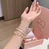 Pulsera de ágata champán natural auténtica al por mayor con certificado, pulsera de calcedonia estilo niña en oro champán