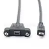 Mini USB macho com chave de fenda e furo para parafuso pode ser fixado linha de extensão mini USB 5 pinos boca com painel de orelha linha