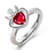 Anel de temperamento com banho de ouro 18K, coroa, zircônia vermelha, anel, cor dourada, moda, coroa, turmalina, diamante, temperamento, anel popular