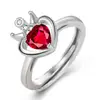 Anillo de corona de oro de 18 quilates con temperamento, anillo de circón rojo, color del anillo dorado, moda, corona, turmalina, diamante, temperamento, anillo de red roja