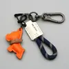 Chaveiro de Filhote de Couro Genuíno Feito à Mão Cordão Anti-Perda Pingente Chaveiro de Carro Bulldog Francês Chaveiro de Corda Trançada