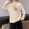Camisa de base de veludo infantil com gola semi-alta, outono e inverno, nova camiseta para meninos, para meninos e meninas de médio e grande porte, camiseta interna quente estilo ocidental