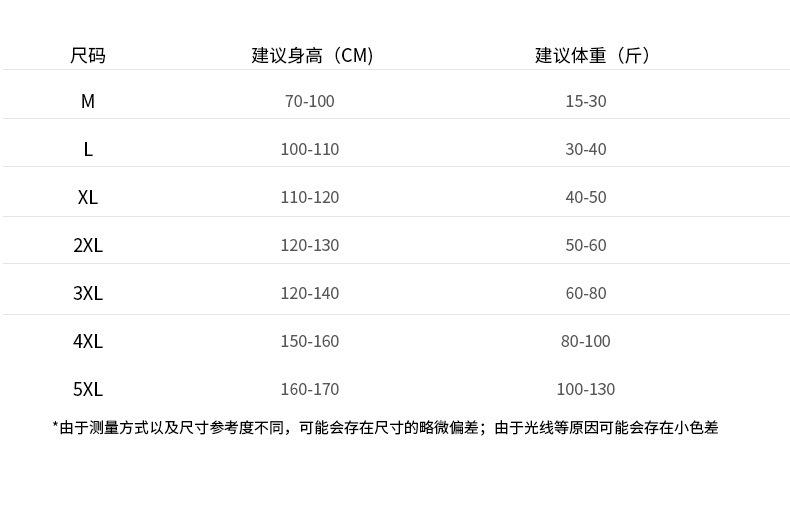 2个加的尺码表