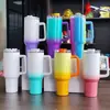 Taza termo de doble capa Big Mac de acero inoxidable 304 con asa de hielo de 40 oz, taza de agua para coche, taza portátil transfronteriza