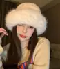 Chapéu Chapéu de Pescador Feminino Inverno Estilo Coreano Mostra Rosto Pequeno Espesso Quente Pelúcia Chapéu Estilo Japonês Inverno