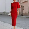 Vestido Elegante y con Estilo de Comercio Exterior, Color Sólido, Corte Ajustado, Estilo Sencillo para el Día a Día, Nuevo Verano-Otoño 2026, Transfronterizo Europeo y Americano
