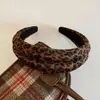 Diadema Ancha Estampado Leopardo Estilo Coreano para Mujer, Estilo Retro Hong Kong, Diadema Elevadora para la Parte Superior de la Cabeza, Versátil Accesorio de Pinza para el Cabello para el Viaje Diario