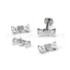 Pendientes de Corazón de Titanio F136 de Tres Eslabones Incrustados con Circonitas Clavos para Hélice de Oreja Aleación de Titanio G23 Joyería para Piercings Clavos para Cóclea