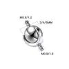 Aleación de Titanio F136 Bola de Conexión Rosca Externa Puente de Oreja Clavo de Oreja Adaptador Giratorio Activo Bidireccional Cuerpo de Bola Joyería para Body Piercing Accesorios