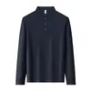 Ropa de trabajo de algodón de color sólido, polos de negocios transfronterizos, polos de manga larga ajustados para hombre con cuello, hechos a medida