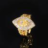 Anillo de dedo femenino en forma de huevo con temperamento de flor de hielo de corindón de imitación chapado en oro de cobre de joyería Zhuangshang 7*9
