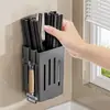 Portapalillos de Pared con Alto Valor Estético para Uso Doméstico, Estante de Almacenamiento con Drenaje sin Taladro para Cucharas y Palillos de Cocina, Mayoreo